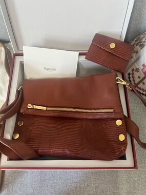 Hammitt VIP Redwood Lizzard Leather Crossbody with wallet includes box.